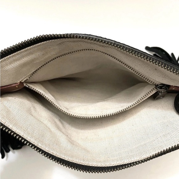 Coach 1941 Turnlock Tearose Suede Fringe Black Clutch 86840 - Picture 13 of 14